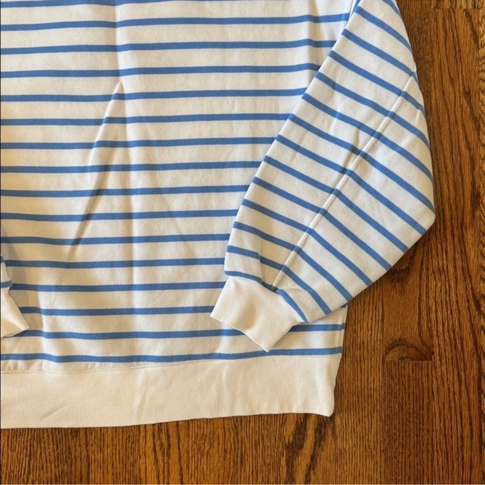 Lululemon Blue/White striped Perfectly Oversized Fleece Crewneck - Picture 4 of 6